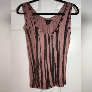 Dunia Indonesia Mauve Brown Heavy Beaded Stretch Tank M